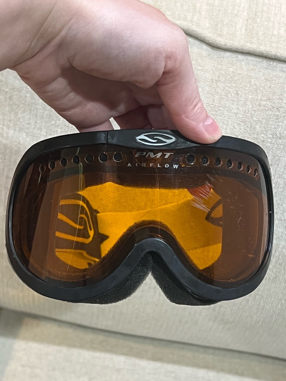 Smith PMT Airflow Ski Snow Goggles With Black Frame & Amber Lenses